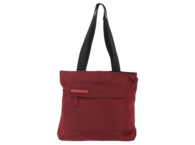 Tote Borsa sportiva PRADA in nylon rosso argento Auth ti3508 - vista 13