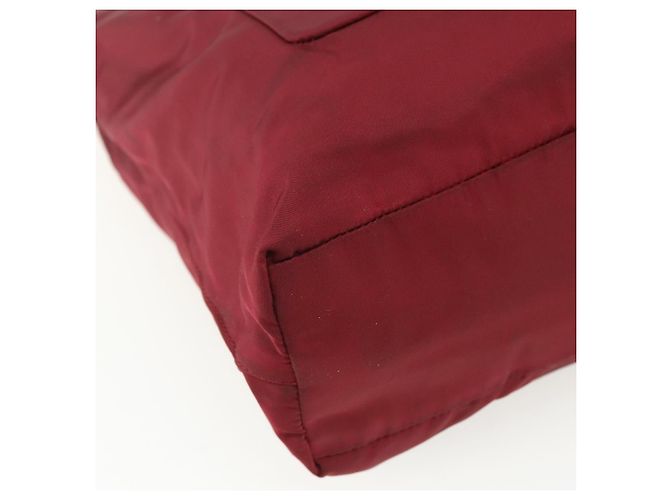 Tote Borsa sportiva PRADA in nylon rosso argento Auth ti3508 - vista 14
