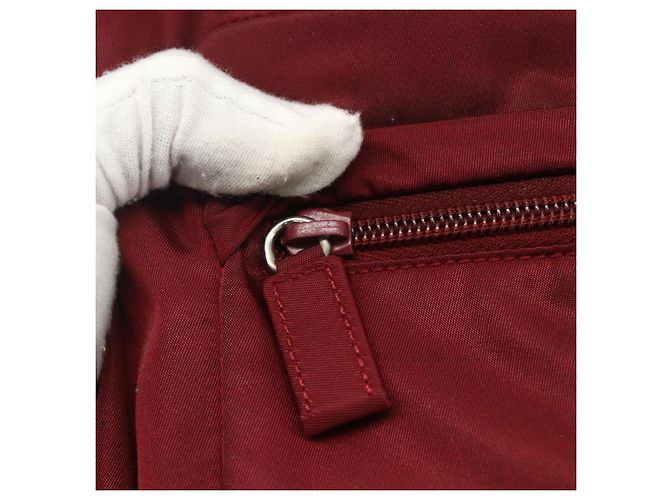 Tote Borsa sportiva PRADA in nylon rosso argento Auth ti3508 - vista 17