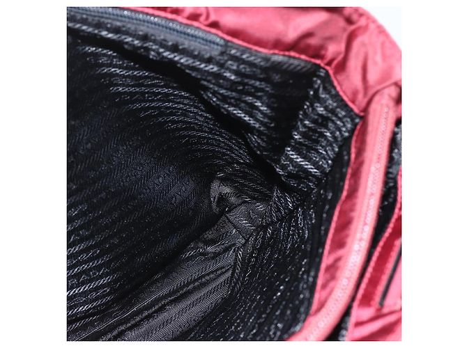 Tote Borsa sportiva PRADA in nylon rosso argento Auth ti3508 - vista 20
