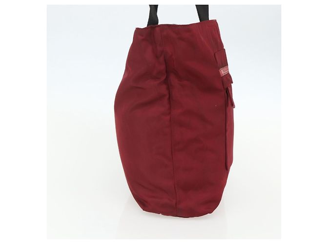 Tote Borsa sportiva PRADA in nylon rosso argento Auth ti3508 - vista 3