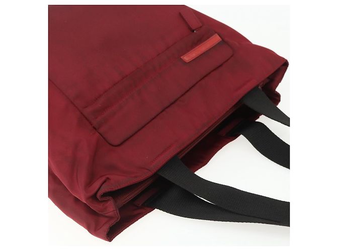 Tote Borsa sportiva PRADA in nylon rosso argento Auth ti3508 - vista 6