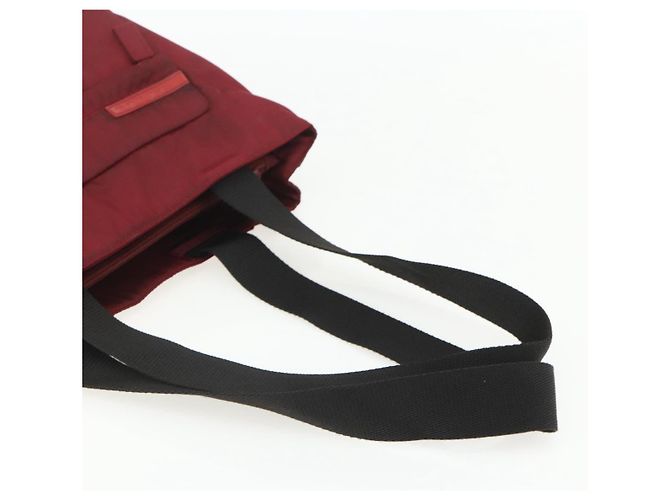 Tote Borsa sportiva PRADA in nylon rosso argento Auth ti3508 - vista 7