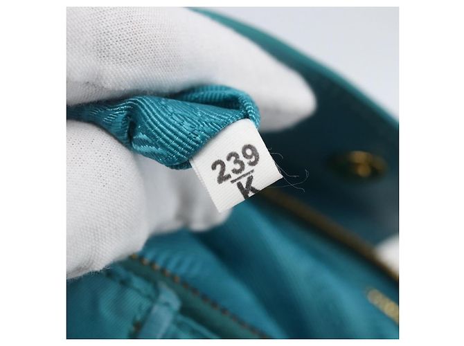 PRADA Borsa a Spalla con Catena Nylon Blu Turchese Oro Auth 156453V D'oro - vista 11