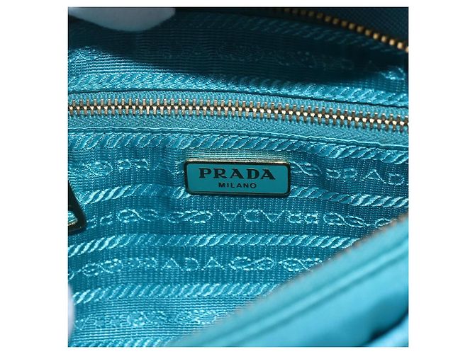 PRADA Borsa a Spalla con Catena Nylon Blu Turchese Oro Auth 156453V D'oro - vista 20