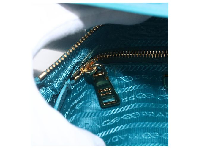 PRADA Borsa a Spalla con Catena Nylon Blu Turchese Oro Auth 156453V D'oro - vista 21