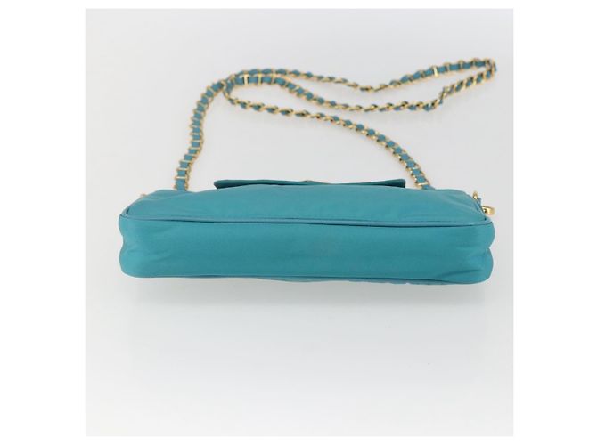 PRADA Borsa a Spalla con Catena Nylon Blu Turchese Oro Auth 156453V D'oro - vista 5
