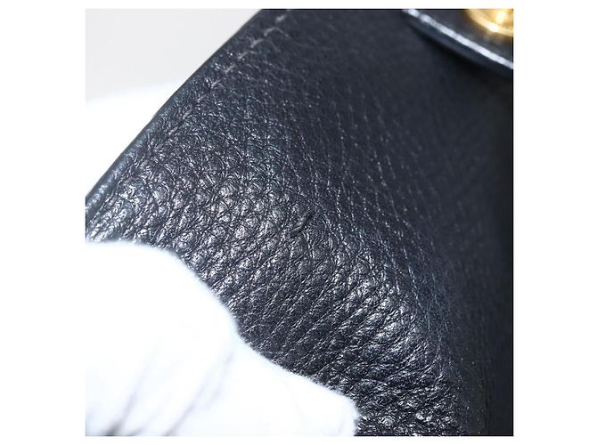 PRADA Handtasche Leder 2-Wege Schwarz Gold Auth mr1569 Golden - Ansicht 10