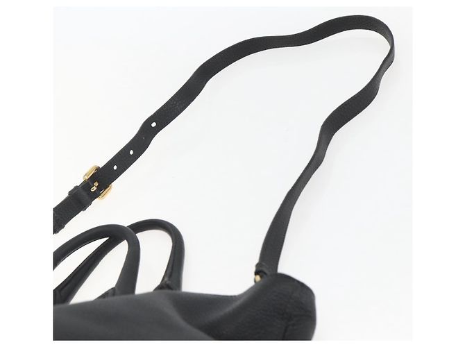 PRADA Handtasche Leder 2-Wege Schwarz Gold Auth mr1569 Golden - Ansicht 15