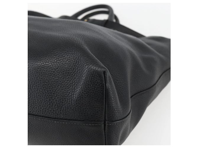 PRADA Handtasche Leder 2-Wege Schwarz Gold Auth mr1569 Golden - Ansicht 18