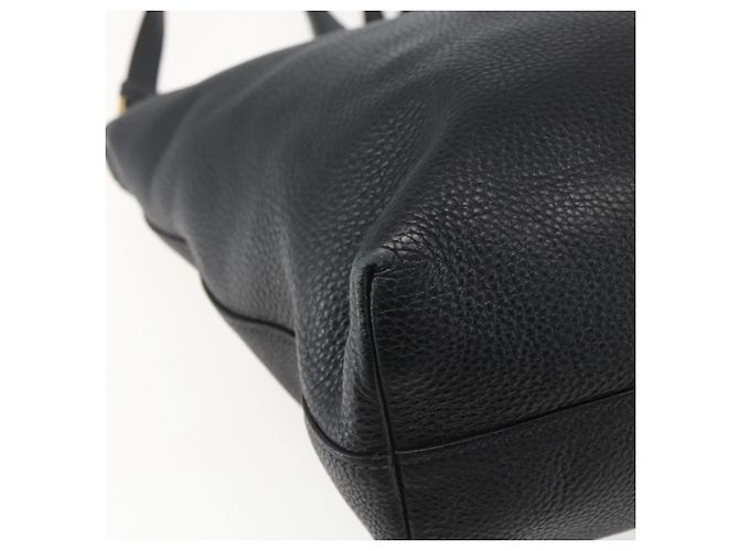 PRADA Handtasche Leder 2-Wege Schwarz Gold Auth mr1569 Golden - Ansicht 19
