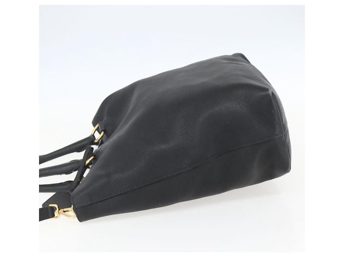 PRADA Handtasche Leder 2-Wege Schwarz Gold Auth mr1569 Golden - Ansicht 3