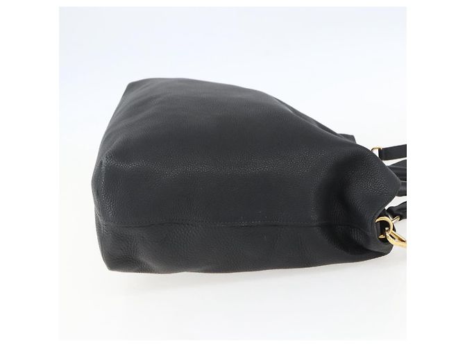PRADA Handtasche Leder 2-Wege Schwarz Gold Auth mr1569 Golden - Ansicht 4