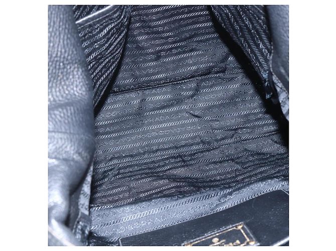 PRADA Handtasche Leder 2-Wege Schwarz Gold Auth mr1569 Golden - Ansicht 9