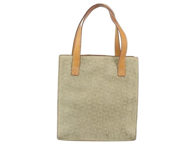 Céline CELINE C Macadam Canvas Handtasche aus Wildleder Beige Silber Authentisch bs31641 - Ansicht 13