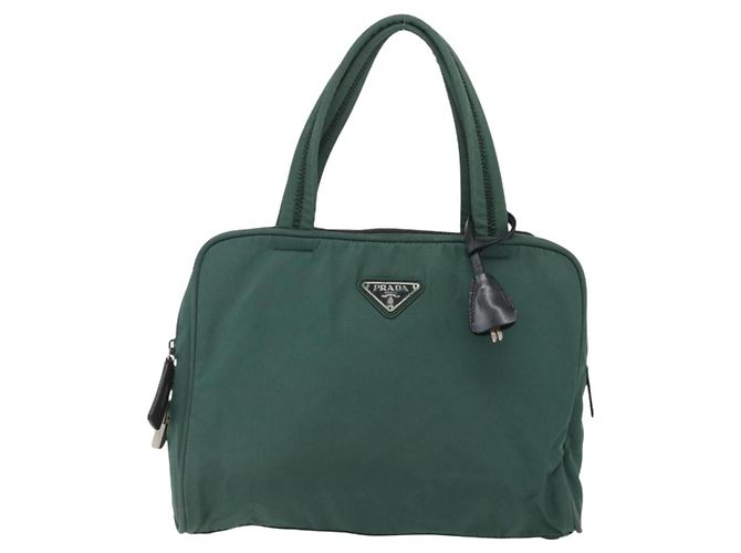 PRADA Borsa a mano in nylon verde argento Auth 154193 - vista 13