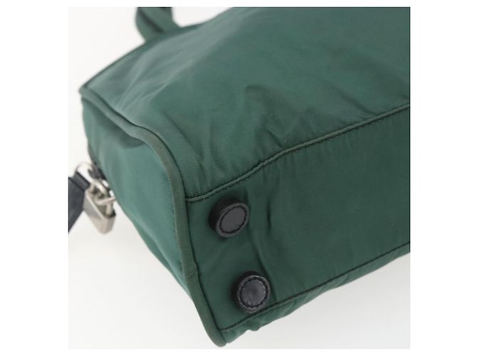 PRADA Borsa a mano in nylon verde argento Auth 154193 - vista 15