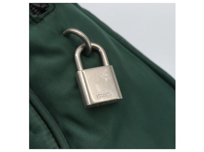 PRADA Borsa a mano in nylon verde argento Auth 154193 - vista 18