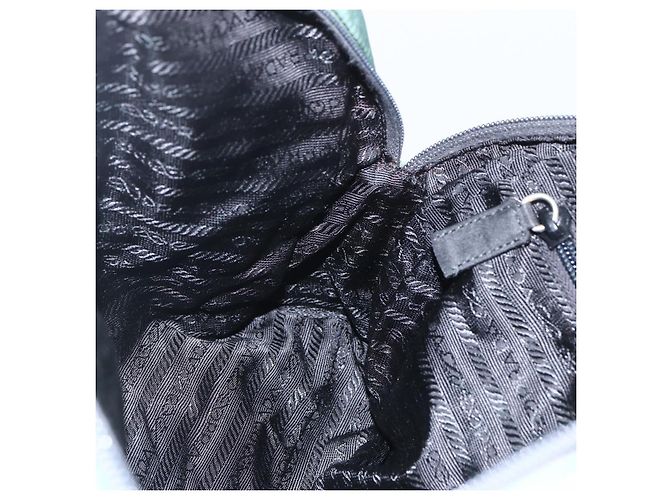 PRADA Borsa a mano in nylon verde argento Auth 154193 - vista 23