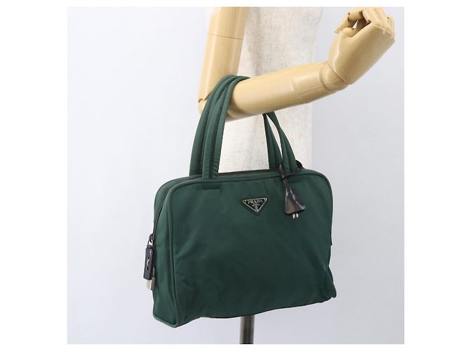 PRADA Borsa a mano in nylon verde argento Auth 154193 - vista 25