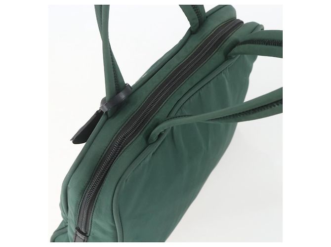 PRADA Borsa a mano in nylon verde argento Auth 154193 - vista 6