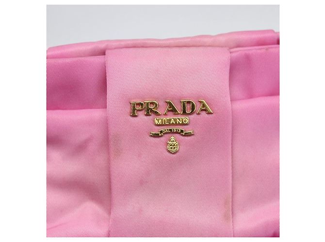 PRADA Borsa a mano in nylon rosa oro Auth 156242 D'oro - vista 10
