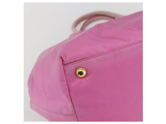 PRADA Borsa a mano in nylon rosa oro Auth 156242 D'oro - vista 14