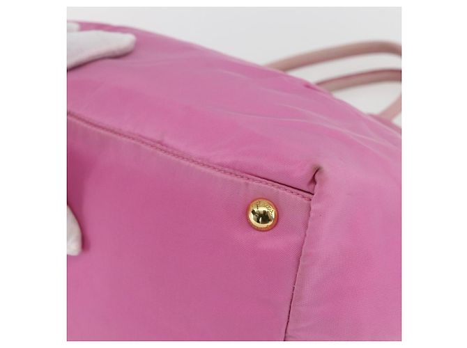 PRADA Borsa a mano in nylon rosa oro Auth 156242 D'oro - vista 15