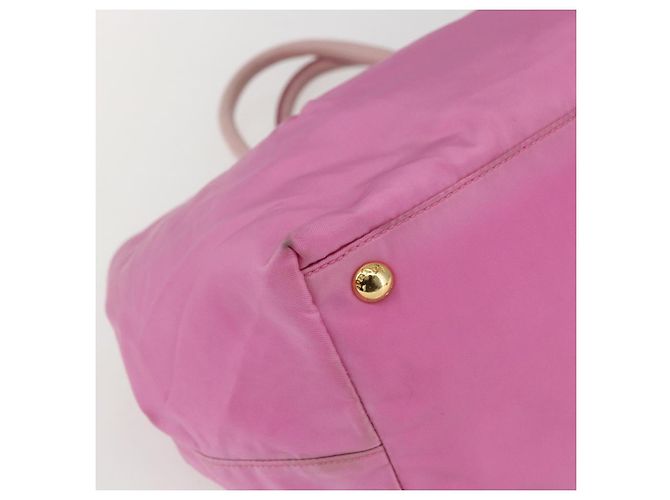 PRADA Borsa a mano in nylon rosa oro Auth 156242 D'oro - vista 16