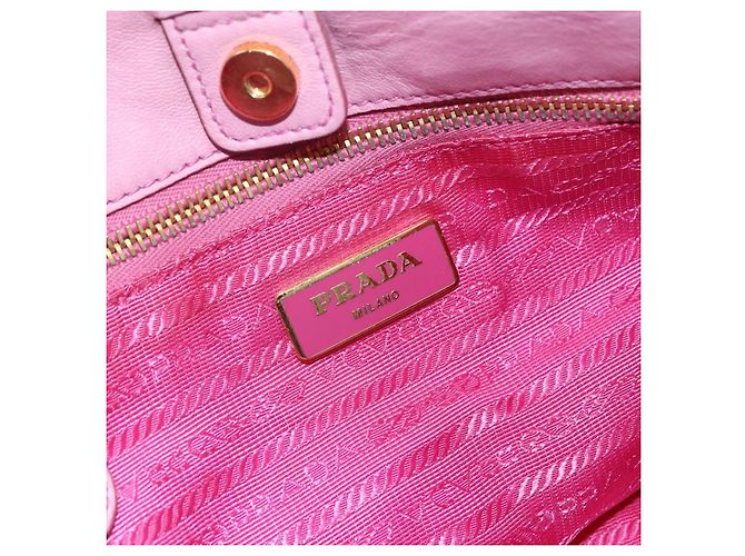 PRADA Borsa a mano in nylon rosa oro Auth 156242 D'oro - vista 17