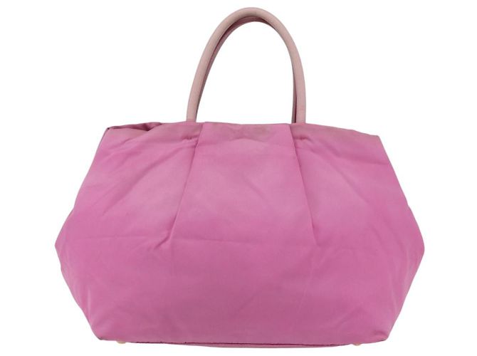 PRADA Borsa a mano in nylon rosa oro Auth 156242 D'oro - vista 2