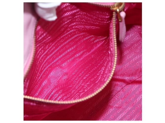 PRADA Borsa a mano in nylon rosa oro Auth 156242 D'oro - vista 22