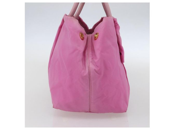 PRADA Borsa a mano in nylon rosa oro Auth 156242 D'oro - vista 3