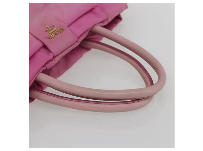 PRADA Borsa a mano in nylon rosa oro Auth 156242 D'oro - vista 7
