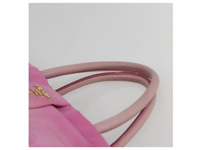 PRADA Borsa a mano in nylon rosa oro Auth 156242 D'oro - vista 8