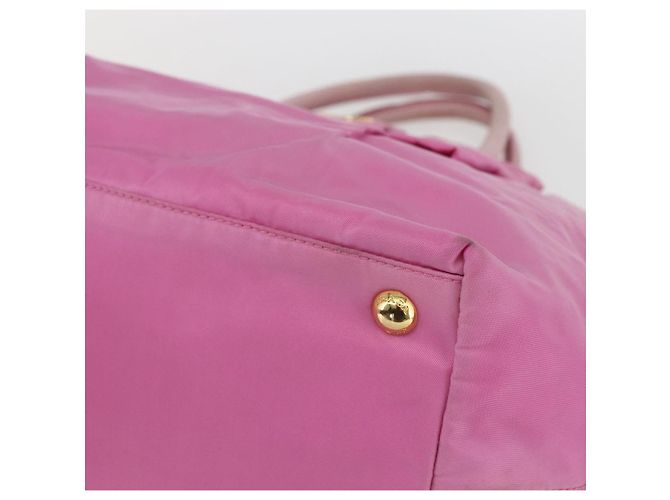 PRADA Borsa a mano in nylon rosa oro Auth 156242 D'oro - vista 9