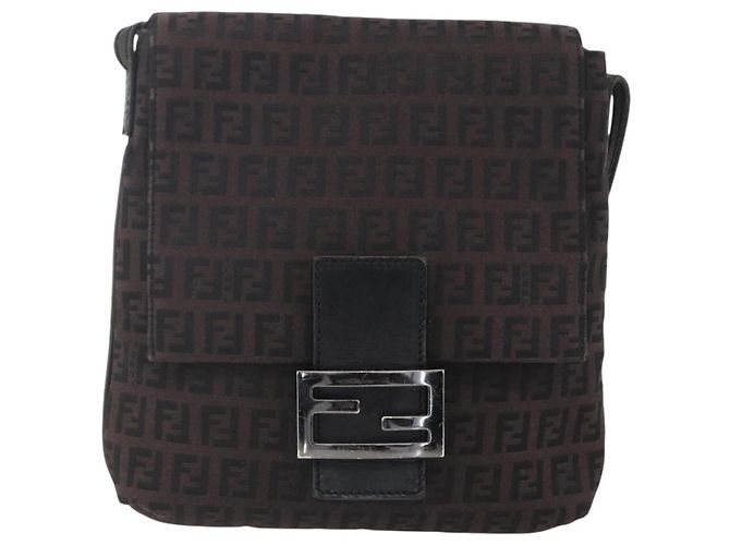 FENDI Zucchino Canvas Schultertasche Braun Silber Authentisch 157800 - Ansicht 13