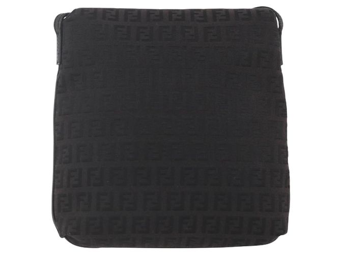 FENDI Zucchino Canvas Schultertasche Braun Silber Authentisch 157800 - Ansicht 2