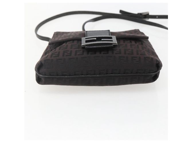 FENDI Zucchino Canvas Schultertasche Braun Silber Authentisch 157800 - Ansicht 5