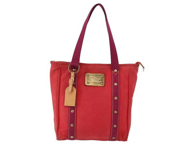 LOUIS VUITTON Antigua Cabas MM Borsa Tote Rossa M40034 LV Auth BA8612 Rosso - vista 13