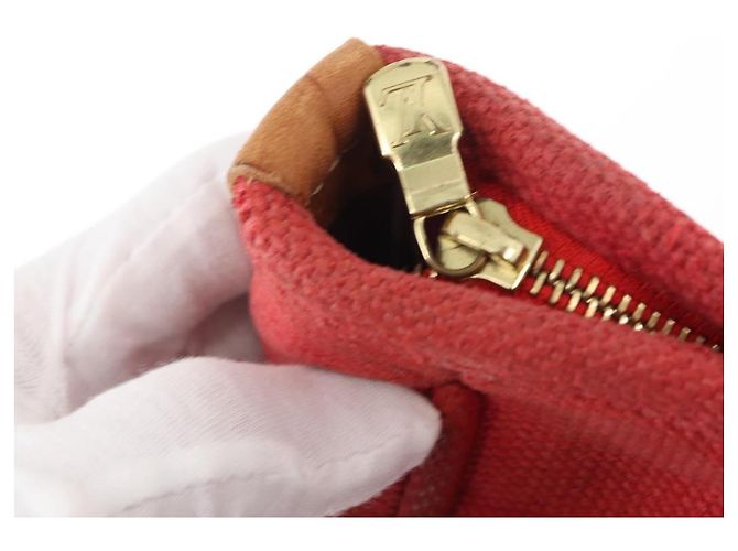 LOUIS VUITTON Antigua Cabas MM Borsa Tote Rossa M40034 LV Auth BA8612 Rosso - vista 19