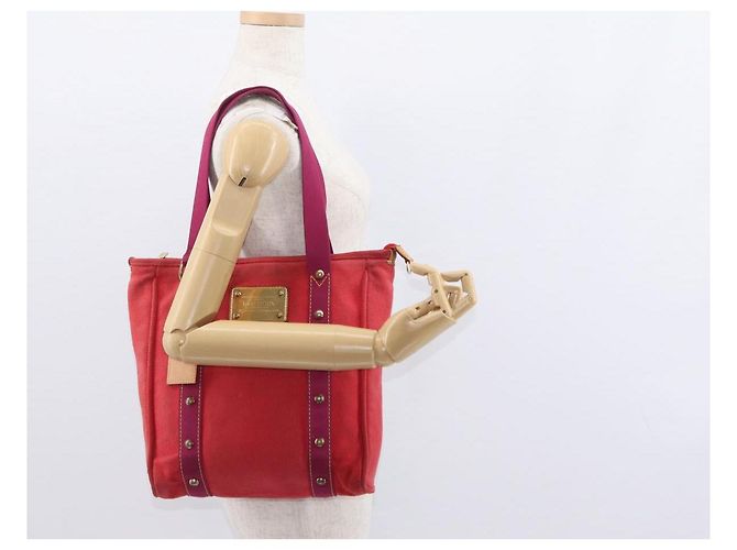 LOUIS VUITTON Antigua Cabas MM Borsa Tote Rossa M40034 LV Auth BA8612 Rosso - vista 23