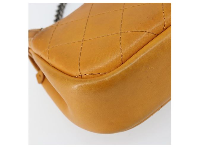 CHANEL Borsa a Spalla Matelassé in Pelle Arancione CC Auth BA8705 - vista 17