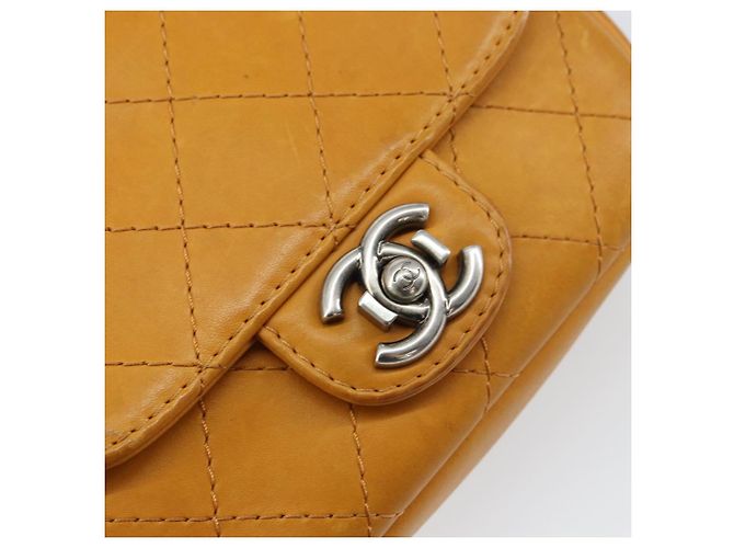 CHANEL Borsa a Spalla Matelassé in Pelle Arancione CC Auth BA8705 - vista 18