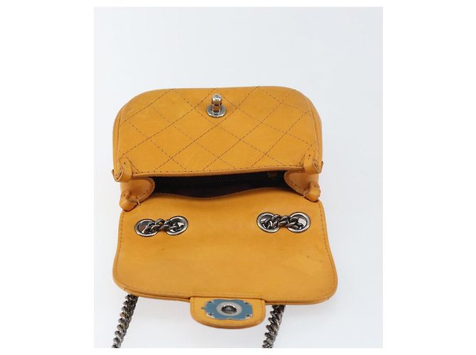 CHANEL Borsa a Spalla Matelassé in Pelle Arancione CC Auth BA8705 - vista 19
