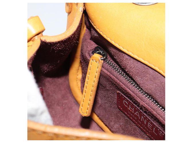 CHANEL Borsa a Spalla Matelassé in Pelle Arancione CC Auth BA8705 - vista 23
