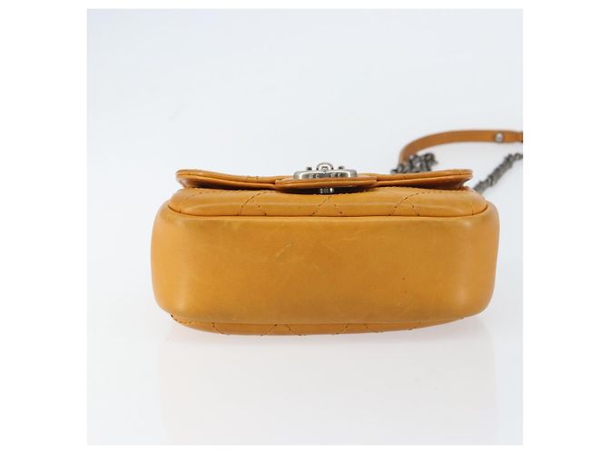 CHANEL Borsa a Spalla Matelassé in Pelle Arancione CC Auth BA8705 - vista 5