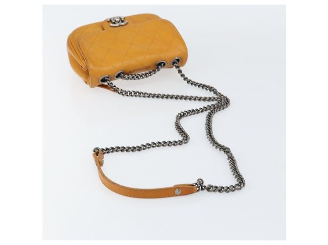 CHANEL Borsa a Spalla Matelassé in Pelle Arancione CC Auth BA8705 - vista 7