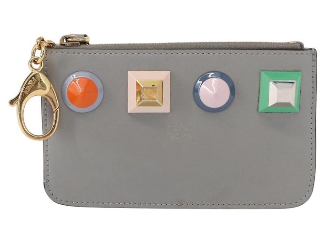 Monedero FENDI de cuero gris dorado Auth 154219 - vista 13
