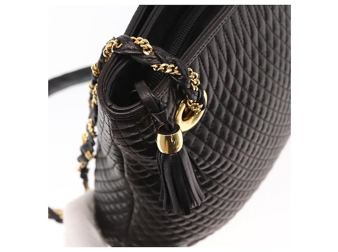 BALLY Borsa a Spalla in Pelle Trapuntata con Catena Nero Oro Auth ka727 D'oro - vista 10